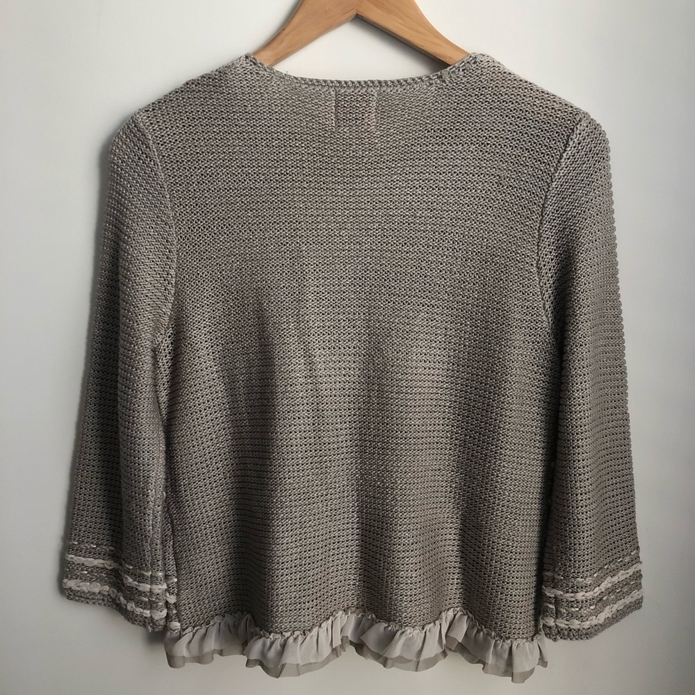 Ruby Rd Tan Cardigan with Ribbon Accents❤️ - Picture 3 of 4